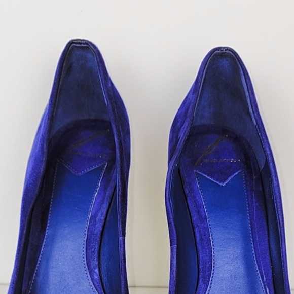 B Brian Atwood Purple Gold Teal Suede Platform Stiletto Size 10 - Picture 10 of 10